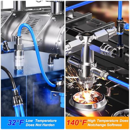 TAILONZ PNEUMATIC 1/4"3/8"1/2"1/8" Blue Straight and Elbow Push to Connect Fittings Air Hose Fittings,Suitable for Nylon/PU Tube Air Tube and Other Connection Kits 68PCS - color: Blue, size: 1/4"3/8"1/2"1/8"OD/68PCS