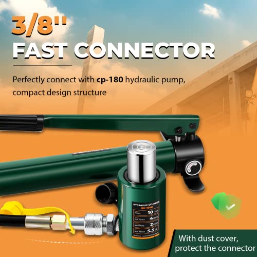 Newhai 10T Hydraulic Ram Kit & CP-180 Pump with Pressure Gauge, 2" Stroke - style: 10 ton Jack+cp180 Pump