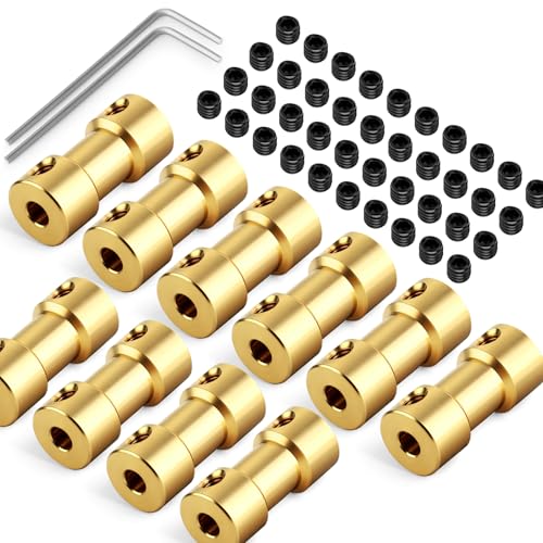 10pcs 5mm to 5mm Shaft Coupler, Brass Set Screw Couplings, Motor Shaft Coupler - size: 5mm to 5mm