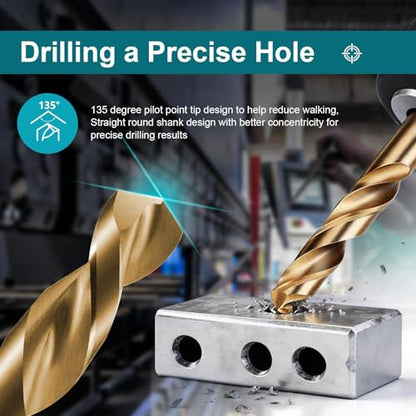 5/8 Inch Cobalt Drill Bit, M35 HSS Twist Drill Bit, 135° Split Point - size: 5/8 Inch