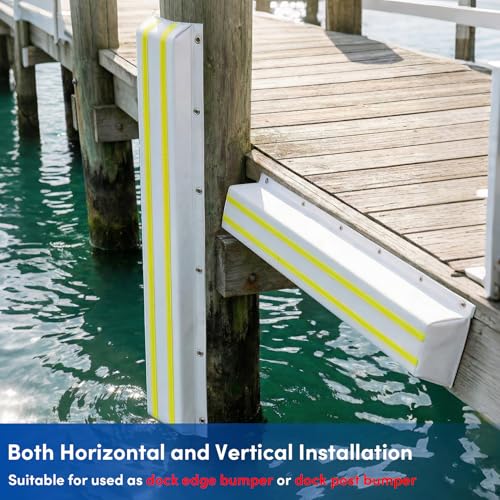 Dock Bumpers 36 Inch/48 Inch/58 Inch/72 Inch, Boat Dock Bumpers with Upgrade Reflective Strip and Stainless Steel Screws, Dock Fenders Bumper Guards Marine Grade (Black/White/Gray) -1 Pack 2 Pack - color: White, style: 58in-2pack