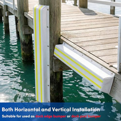 Dock Bumpers 36 Inch/48 Inch/58 Inch/72 Inch, Boat Dock Bumpers with Upgrade Reflective Strip and Stainless Steel Screws, Dock Fenders Bumper Guards Marine Grade (Black/White/Gray) -1 Pack 2 Pack - color: White, style: 58in-2pack