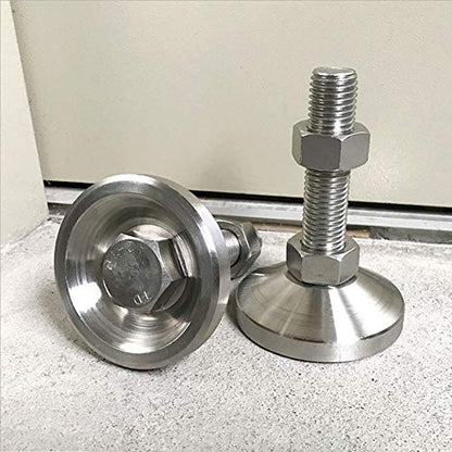Leveling Screw Leg Heavy Duty Carbon Steel Nickel Plated 4" Adjustable Feet Leveler for Furniture Mechanical Equipment Pack of 2