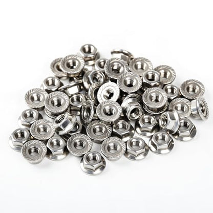 M6-1.0mm (30 Pcs) Serrated Hex Flange Lock Nuts, 304 Stainless Steel Bright Finish Full Thread Hex Drive - size: M6(30PCS)