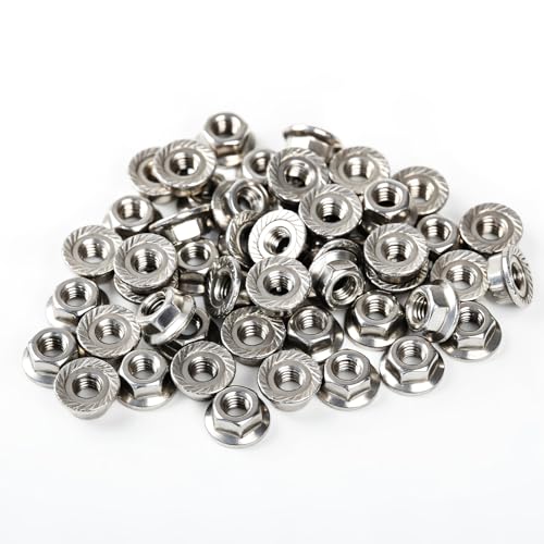 M8-1.25mm (30 Pcs) Serrated Hex Flange Lock Nuts, 304 Stainless Steel Bright Finish Full Thread Hex Drive - size: M8(30PCS)