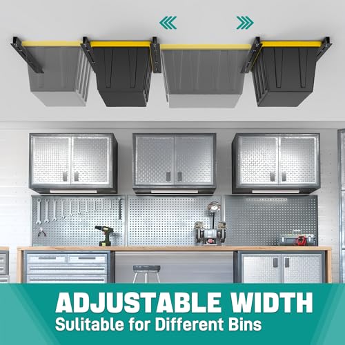 EVERHANGER Ceiling Storage Rack, Heavy Duty Overhead Garage Storage Rack - style: For 5 Bins
