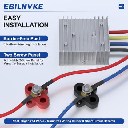 Bus Bar 12V 250A Power Distribution Block Single 5/16"(M8) Studs - size: 250A 1 x 5/16(M8) Stud