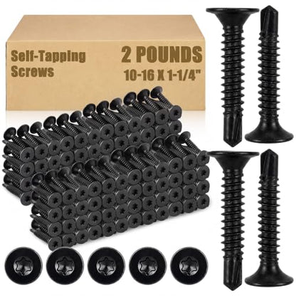 Yaocom 2 lb Wood to Metal Self Drilling Screws, #10-16 x 1-1/4", 286 Pcs - color: 2 lb