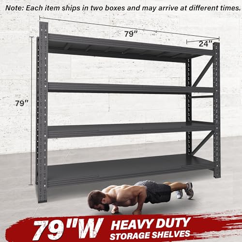 6000LBS Heavy Duty Garage Shelving Units,79" Wide & Deep Storage Shelves,Black Metal Garage Shelves,Large Storage Rack,Steel Shelf,Industrial Shelving for Shop,Warehouse,Basement,79" W x 24" D x 79" H - color: Matte Black, size: 79"Wx24"Dx79"H