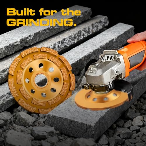 4 1/2 inch Concrete Grinding Wheel, 18-Segment Double Row Diamond Grinding Wheel with 7/8" Arbor for Angle Grinder, Diamond Grinding Wheel for Polishing Concrete, Marble, Granite - color: Gold