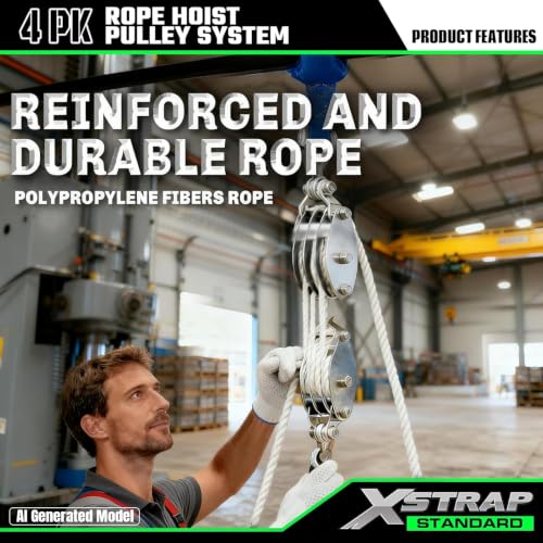 XSTRAP STANDARD Heavy-Duty 50 FT Rope Hoist, 2,000 LB Breaking Strength - color: 50ft White Standard