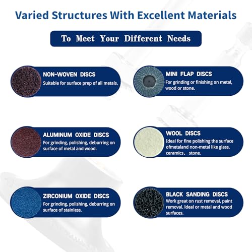 114Pcs Sanding Discs Set, 2 Inch Die Grinder Sanding Disc for Drill Die Grinder Accessories with 1/4 inch Holder for Grind Polish Burr Finish Rust Paint Removal - style: Style 6