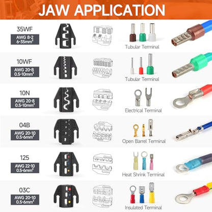 iCrimp Ratchet Crimping Tool Set with Quick Change Jaws AWG 20-2