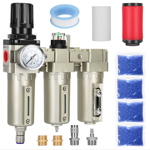 3/4" NPT Industrial Air Dryer for Compressor,Air Compressor Water Separator,3 Stage Air Drying System,0-240 PSI Air Regulator,141CFM,Oil Water Separator Dryer for Plasma Cutter,Paint Spray,Auto Drain