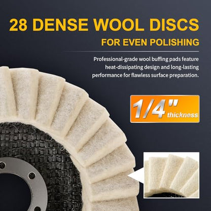 3Pcs 5" Wool Felt Polishing Wheel Discs for Metal Aluminum Grinder