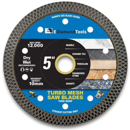 5" Turbo Mesh Saw Blades for Porcelain, Ceramic Tile and Stone, 1 PC - size: 5 Inch