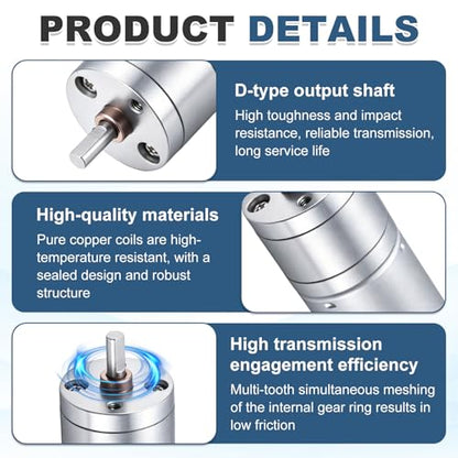 MECCANIXITY DC 24V 77RPM Gear Motor High Torque with Bracket 25mm Dia