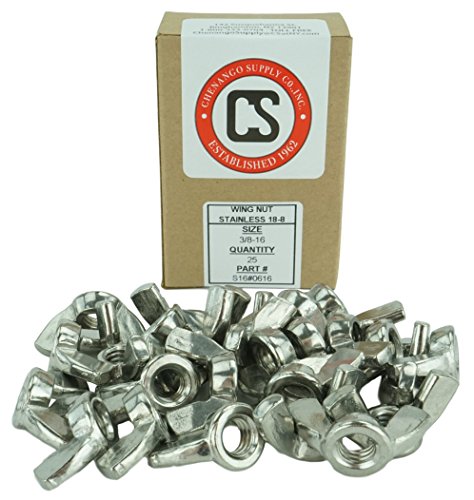 Stainless 3/8-16 Wing Nut, Coarse Thread 304 Stainless Steel - size: 3/8-16 WING NUT