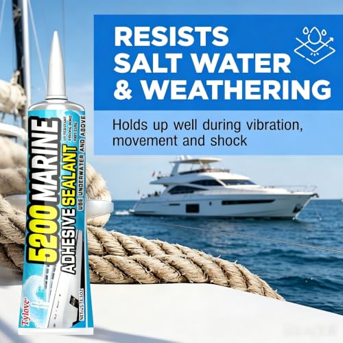 [Clear] 5200 Marine Adhesive Sealant Fast Cure – Waterproof Permanent Bond for Boats, RVs, Ponds, Above & Below Waterline, 3 oz - color: Clear 1Pcs