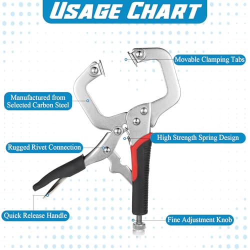 4 Pcs Locking C Clamp 6, 9, 11 Inch Heavy Duty Welding Clamps Pliers Vise Grip Clamps with Swivel Pad with Regular Tip and Swivel Pad for Craftsmen Home Workshop - size: 6/9/11/14 Inch,Set of 4