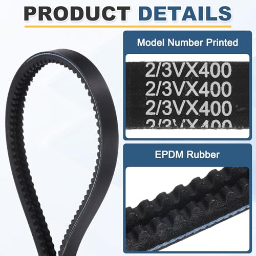 uxcell 2/3VX400 EPDM V-Belt, 2 Banded, 40" Outer Circ x 0.75" W x 0.39" Thk - size: 2/3VX400