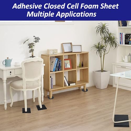 Foam Padding Sheets with Adhesive Backing - 1/2" Thick Self Stick Neoprene Insulation Foam,1/2 Inch Thick X 4 Inch Long X 4 Inch Wide - 4Pcs - size: 4In*4In*1/2In