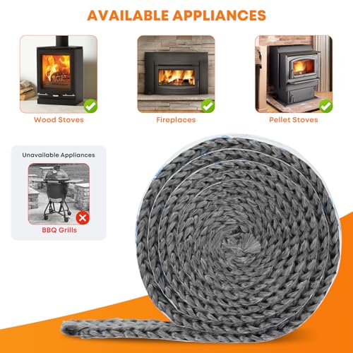 Stanbroil Stove Gasket Tape, 5/8" Width, 1/4" Thick, 72" Length - size: 5/8" Wide - 1/4" Thick