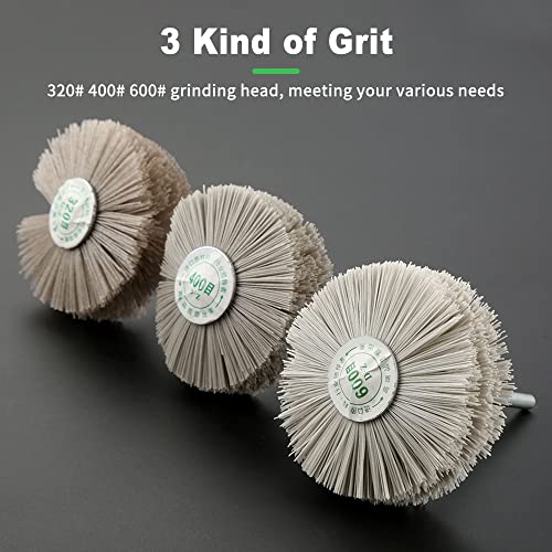 3PCS Nylon Abrasive Wheel Brush Filament,320# 400# 600# Grinding Head