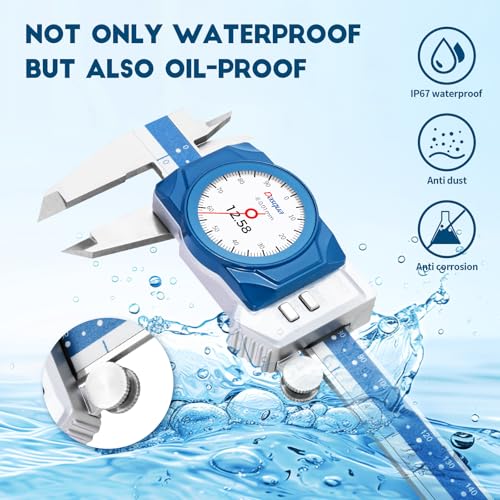 Dasqua Digital Dial Calipers 6"/150mm IP67, Resolution 0.0005", Accuracy ±0.001”, Inch/Metric/Fractional Conversion Measuring Tool - size: Digital Dial IP67