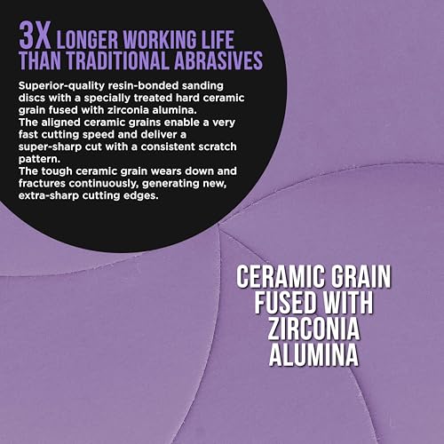 Dura-Gold Premium 800 Grit 6" Purple Film Ceramic Sanding Discs, Box of 50 - style: 800 Grit