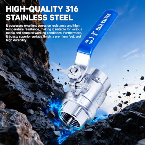 3/4" Full Port Ball Valve 316SS, NPT, 4-Pack - size: 3/4 inch (4 Pack)
