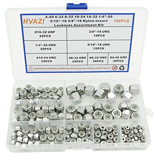 #4-40 to 3/8"-16 304 Stainless Steel Nylon-Insert Hex Lock Nuts Kit