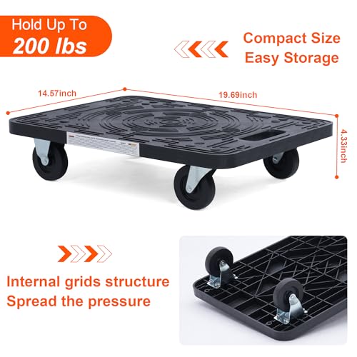 MaxWorks 80854 Furniture Movers Dolly with Wheels - 200 lb. Capacity (Pack of 2) - size: Standard (Pack of 2)