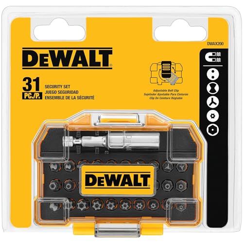 DEWALT Security Bit Set, 31-Piece Screwdriver Bit Set with Case, Universal 1/4 In Hex, Includeds Magnetic Bit Holder (DWAX200) - size: One Size