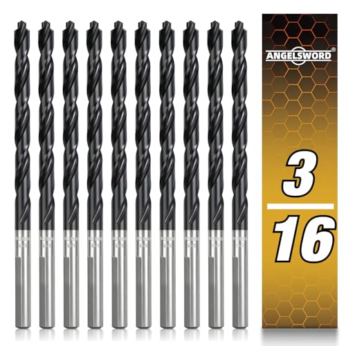 ANGELSWORD 3/16" Drill Bit for Metal Hardened,M35 Cobalt,TiAlN Coat,10pc - size: I. 3/16“-10 pc
