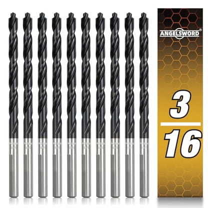 ANGELSWORD 3/16" Drill Bit for Metal Hardened,M35 Cobalt,TiAlN Coat,10pc - size: I. 3/16“-10 pc