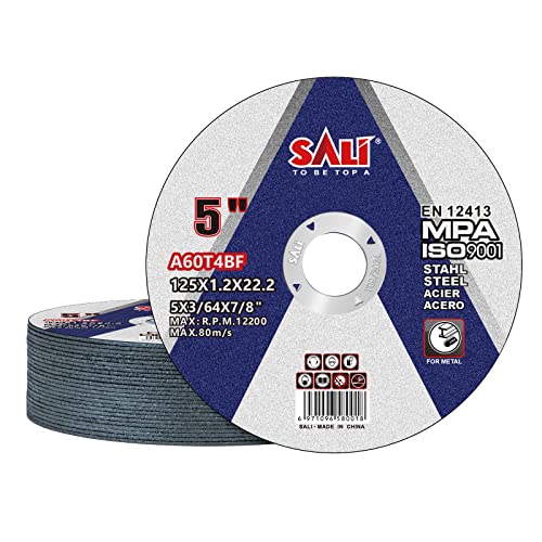 SALI 25 Pack Cut Off Wheel 5 Inch General Purpose Metal Cutting Wheel for 5" Grinders- Cutting Disc Aggressive Cutting 5" x 3/64" x 7/8" Operating Up to RPM 12200 and 80 M/S
