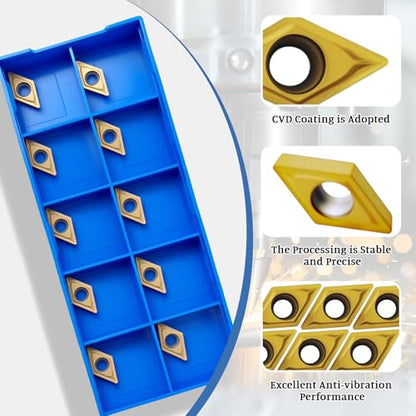10Pcs DCMT070204 DCMT21.51 Carbide Turning Inserts - size: DCMT21.51 DCMT070204