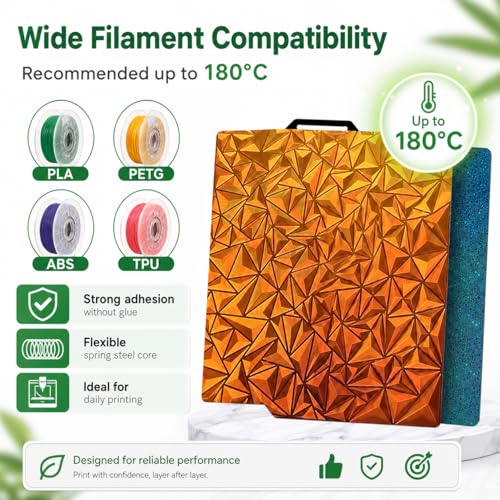 Build Plate for Bambu Lab P1S P2S A1 P1P X1 X1C X1E - Double Sided Smooth PEI Spring Steel Sheet, Flexible 3D Printer Spring Steel Build Plate, 257x257mm,Chameleon PEO+Starry Pattern - color: Chameleon PEO+Starry