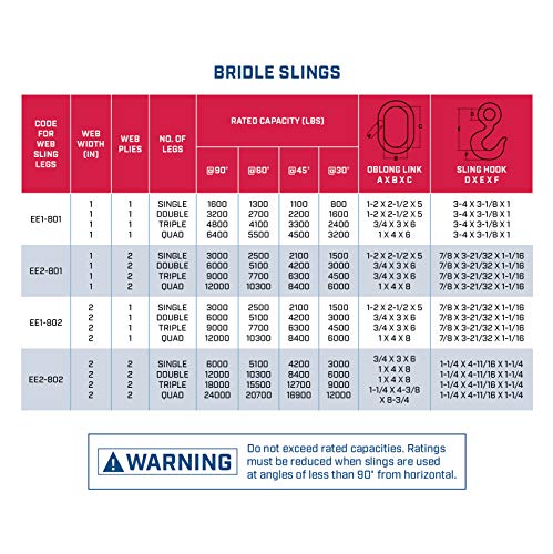 Two Ply Four Leg 1" x 5' Oblong-to-Hook Nylon Bridle Sling | EE2-801 | 1" Trade Size Alloy Master Link | 12,000 Lb. Vertical Capacity | Hanes Supply (HSI) Heavy Duty Rigging Equipment - size: 5-Foot Length