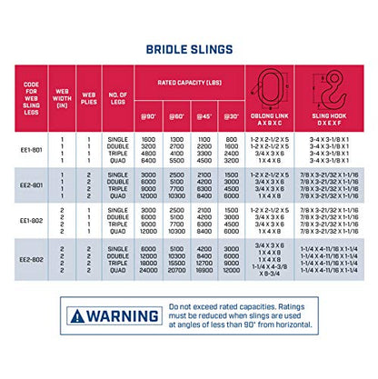 Two Ply Four Leg 1" x 28' Oblong-to-Hook Nylon Bridle Sling | EE2-801 | 1" Trade Size Alloy Master Link | 12,000 Lb. Vertical Capacity | Hanes Supply (HSI) Heavy Duty Rigging Equipment - size: 28-Foot Length