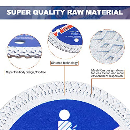 Super Thin Diamond Porcelain Saw Blade with X Teeth,BRSCHNITT 2pcs 9 Inch (230mm) x Arbor 1"-7/8" Angle Grinder Diamond Cutting Disc for Dry/Wet Cutting Porcelain Tile Ceramic Marble Granite - size: 230mm(9")