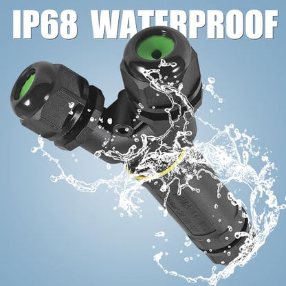 2PCS 3 Way Junction Box, M25 Y Shape Outdoor IP68 Waterproof 3Pin Electrical Cable Connector Suitable for Repair and Extend Power Cables - color: 2PCS 3Pin M25 Y-Shape