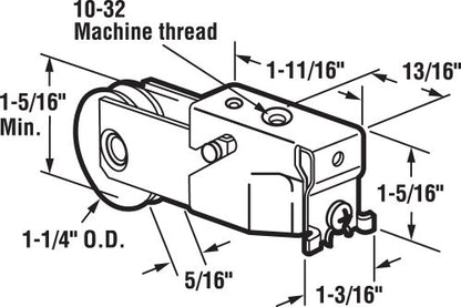 Prime-Line D 1560 Single 1-1/4 in. Steel Roller Assembly, Ball Bearing, Unique Housing (Single Pack)