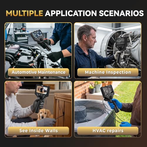 THINKCAR 4-Way Articulating Borescope,6.2mm Slim Probe,5X Zoom