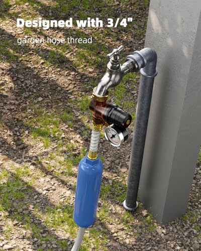 FOCSPROD RV Water Pressure Regulator, Rotatable Scale Adjustable Camper Water Pressure Reducer with Gauge, Inlet Screen Filter for Camper Travel Trailer