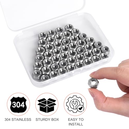 3/8“-16 Inch Lock Nuts - 24Pack Nylon Insert Hex Locknuts,304 Stainless Steel,Plain Finish - size: 3/8-16(24 pack), style: SAE