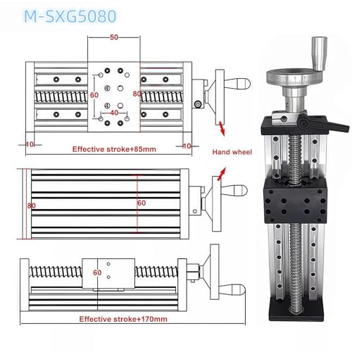 4" 100mm Stroke Manual Linear Motion Guide Table Double Axis Slide Rail Sliding Table SFU1605 C7 Ball Screw CNC Linear Stage Module with Handwheel for CNC Router DIY Parts - color: with handwheel, size: 4 inch/100mm