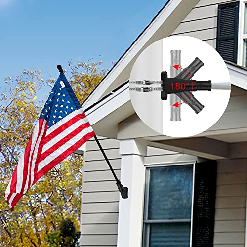 Heavy Duty 180° Adjustable Stainless Steel Flag Pole Bracket Mount - color: Black