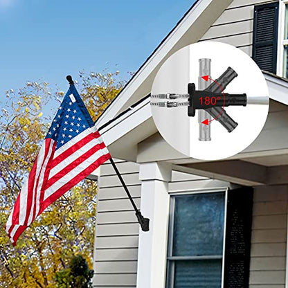 Heavy Duty 180° Adjustable Stainless Steel Flag Pole Bracket Mount - color: Black